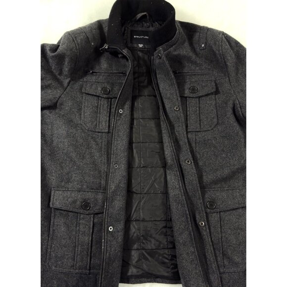 Structure XXL Wool Blend Quilted Liner Classic Menswear Field Jacket Dark Gray - Picture 4 of 9